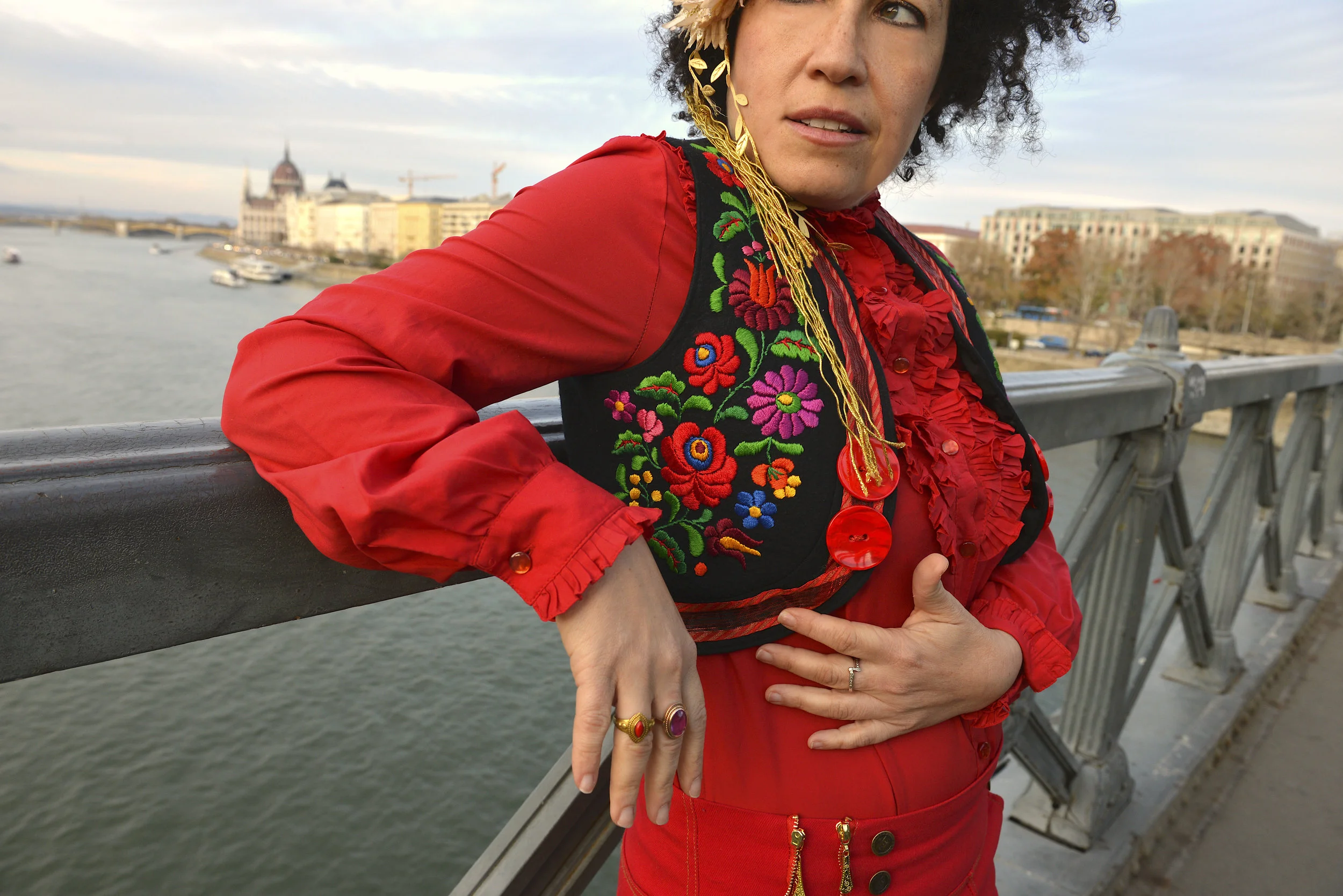 Black Hungarian Embroidered Floral Vintage Embellished Vest